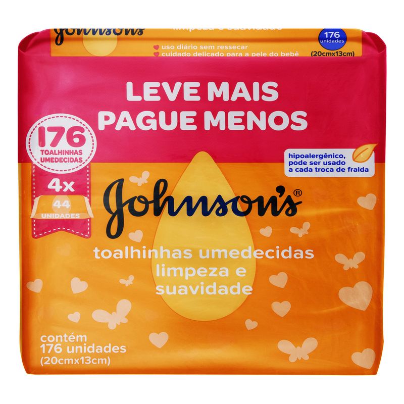 Pack Toalha Umedecida Limpeza e Suavidade Johnson's Pacote 4 Unidades Leve Mais Pague Menos