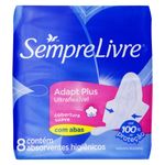 Absorvente com Abas Suave Ultra Flexível Sempre Livre Adapt Plus Pacote 8 Unidades