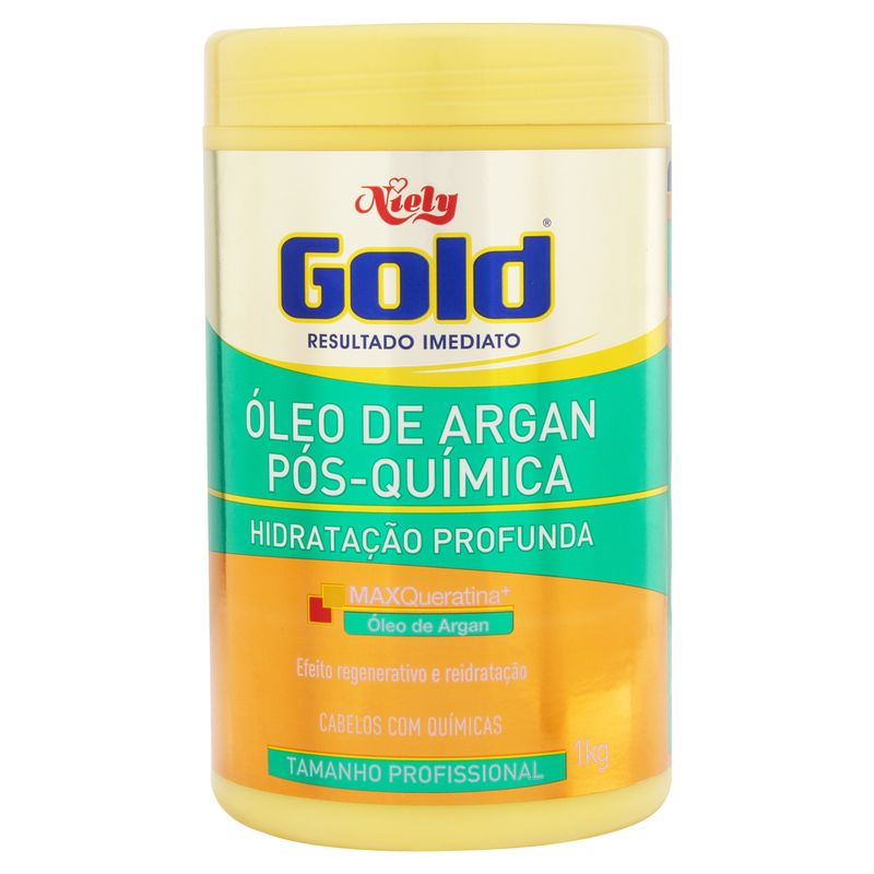 Máscara Concentrada Niely Gold Óleo de Argan Pós-Química Pote 1kg