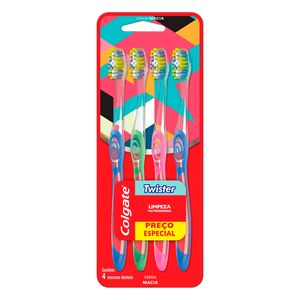 Pack Escova Dental Macia Twister Colgate 4 Unidades