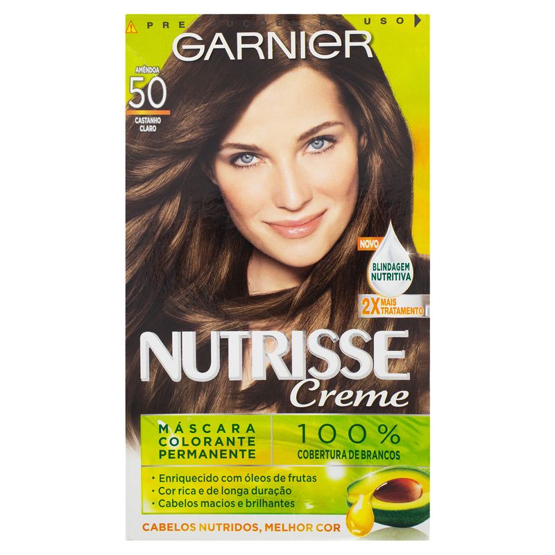 Kit Máscara Colorante Creme 50 Castanho Claro Garnier Nutrisse