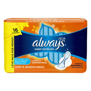 Absorvente com Abas Seca Super Proteção Always Pacote 16 Unidades  Leve Mais Pague Menos