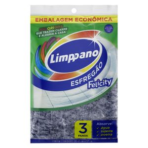Esfregão Felicity Limppano 41cm x 57cm 3 Unidades Embalagem Econômica