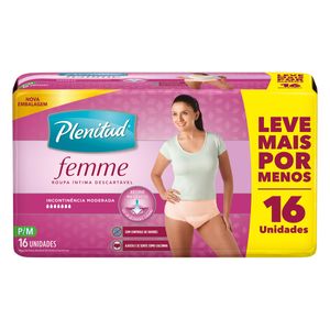 Roupa Íntima Descartável Plenitud Femme P/M Pacote 16 Unidades Leve Mais Pague Menos