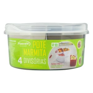 Pote com Tampa Plástico Marmita 1l Plasvale
