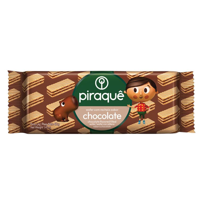 Biscoito Wafer Recheio Chocolate Piraquê Pacote 40g