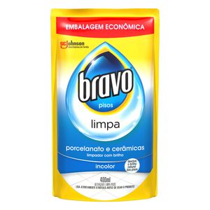 Detergente Limpa-Pisos Porcelanato e Cerâmica Bravo Sachê 400ml Embalagem Econômica