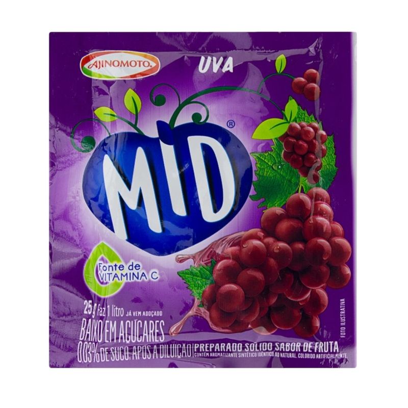 Refresco em Pó de Uva Mid Pacote 25g