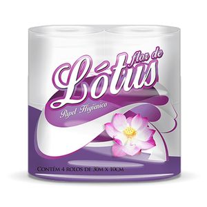 Papel Higiênico Tradicional Flor de Lótus 30m Pacote 4 Unidades