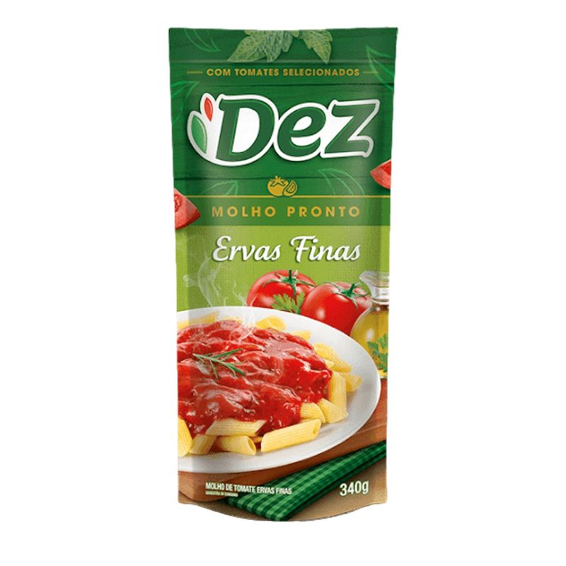 Molho de Tomate DEZ Ervas Finas Sachê 340g