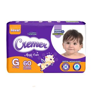 Fralda Descartável Infantil CREMER Magic Care G Pacote 60 Unidades