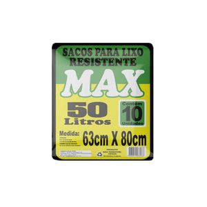 Saco Lixo MAXLIXO 50l Pacote 10un
