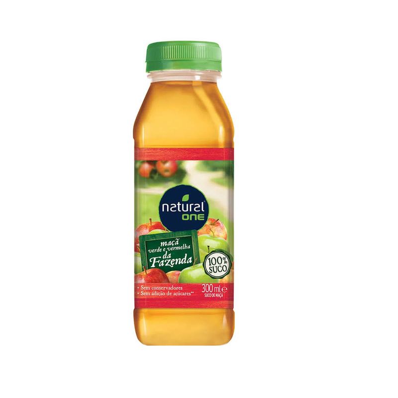Suco NATURAL ONE Maçã Verde e Vermelha Garrafa 300ml