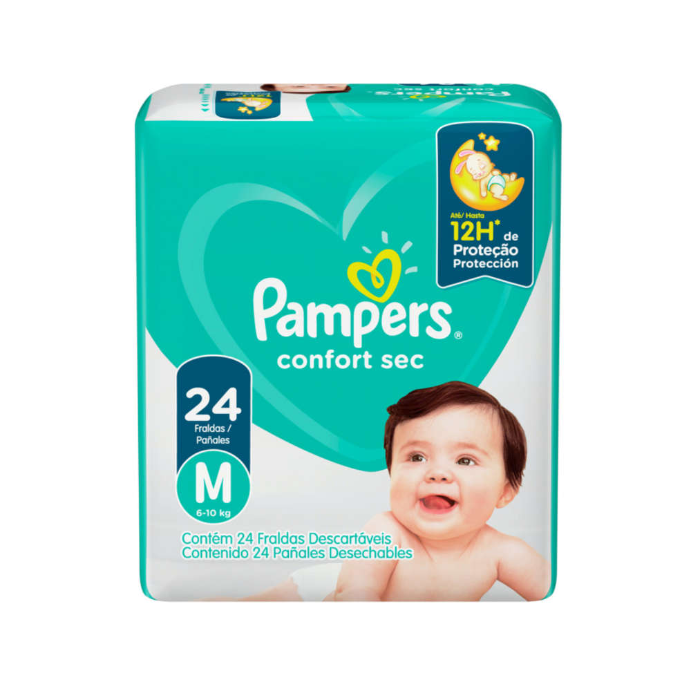 Fralda Descartável Infantil Pampers Confort Sec M Pacote 24 Unidades