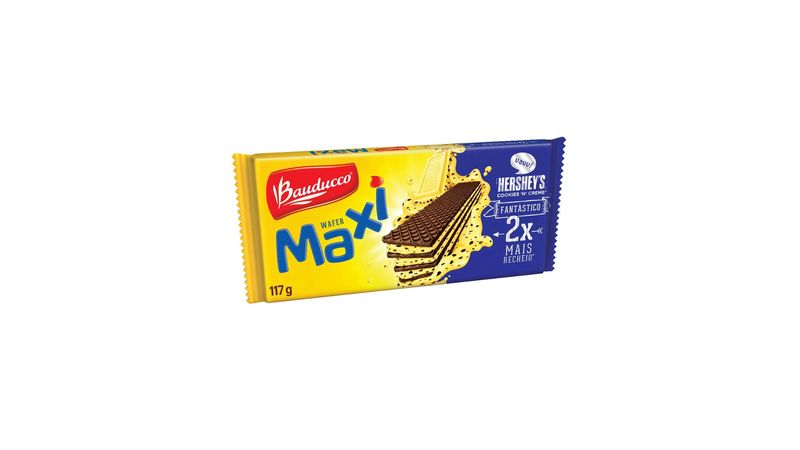 Biscoito BAUDUCCO Wafer Maxi Cookies Pacote 117g, 51% OFF