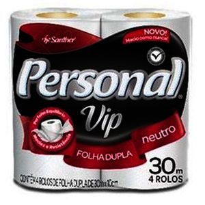 Papel Higiênico PERSONAL Folha Dupla Neutro 20mt VIP 4Un