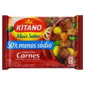 Tempero em Pó KITANO P/Carnes Cebola, Alho e Orégano +Sabor Pacote 60g 12un