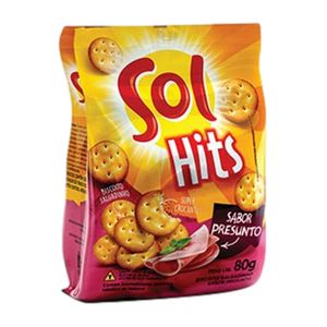 Biscoito Hits SOL Sabor Presunto Pacote 80g