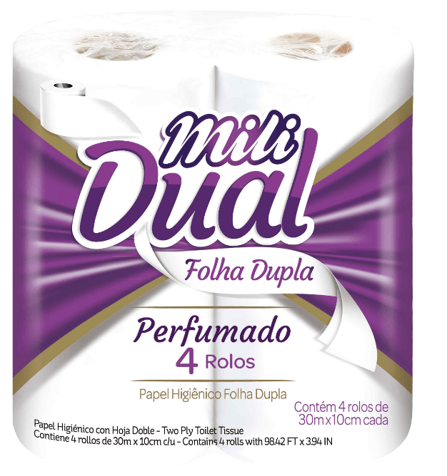Papel Higiênico MILI Dual Folha Dupla Perfumado 4un 30m