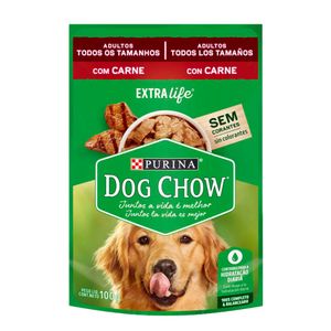 Ração Úmida Para Cães Adultos DOG CHOW Carne ao Molho Purina Sachê 100g