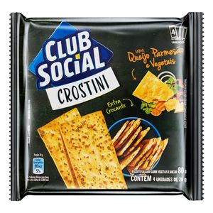 Pack Biscoito Crostini Queijo Parmesão e Vegetais CLUB SOCIAL Pacote 80g 4un