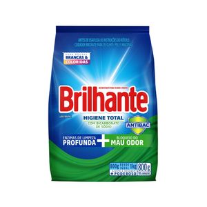 Lava Roupas em Pó BRILHANTE Roupas Brancas e Coloridas Higiene Pacote 800g