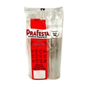 Copo Descartável 200ml PRAFESTA Semi-Acrílico Cristal Pacote 50Un