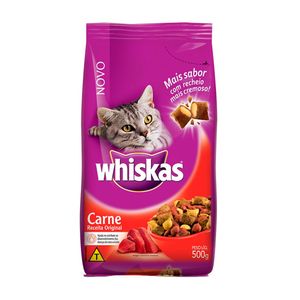 Ração para Gatos WHISKAS Receita Original Carne Adultos Pacote 500g