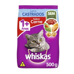 Ração para Gatos WHISKAS Castrados Adultos Carne Pacote 500g