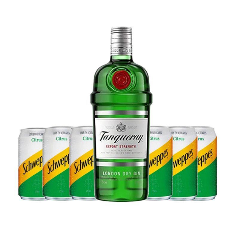 Kit Gin TANQUERAY London Dry 750ml 1un & Tônica SCHEWEPPES Citrus