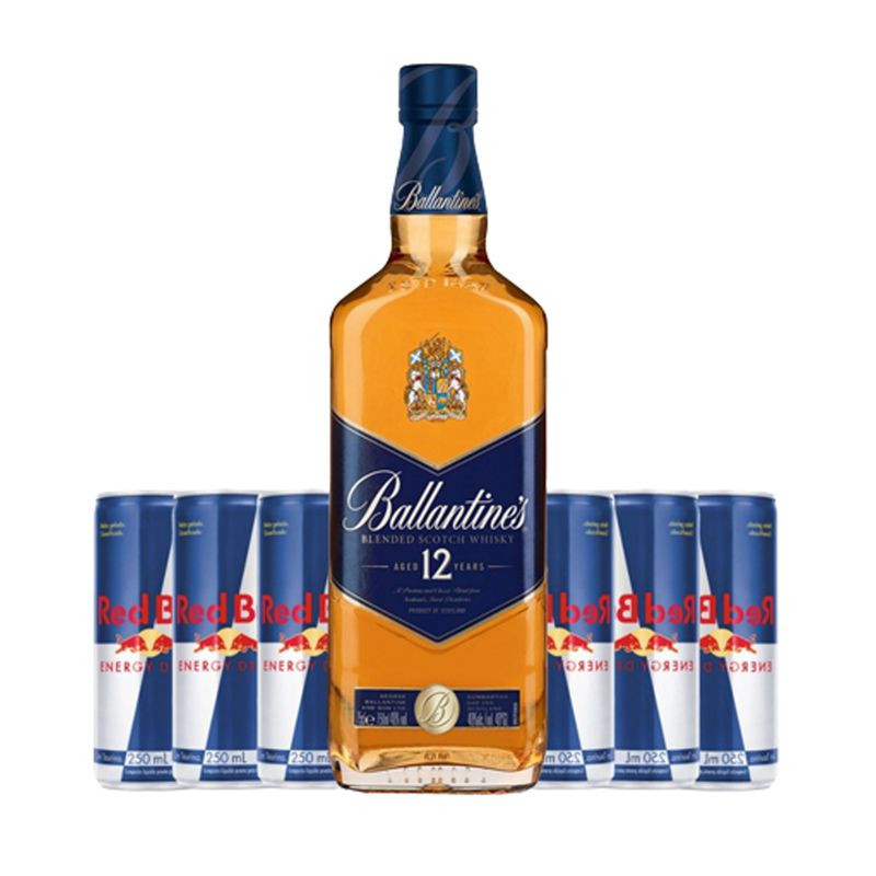 Kit Whisky BALLANTINE'S 12 anos 750ml 1un & Energético RED BULL Energy Drink