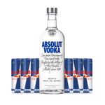 Kit-Vodka-Absolut-Original-750ml-1un---Energetico-RED-BULL-Energy-Drink-