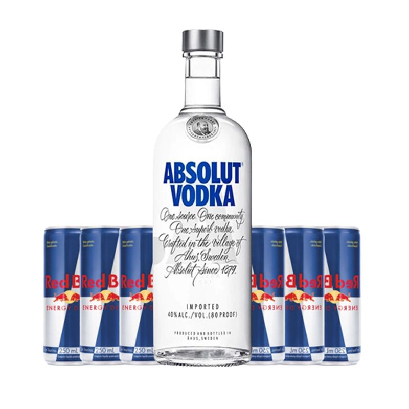 Kit-Vodka-Absolut-Original-750ml-1un---Energetico-RED-BULL-Energy-Drink-