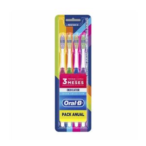 Escova Dental Macia ORAL-B Indicator Color Collection Pack 4un