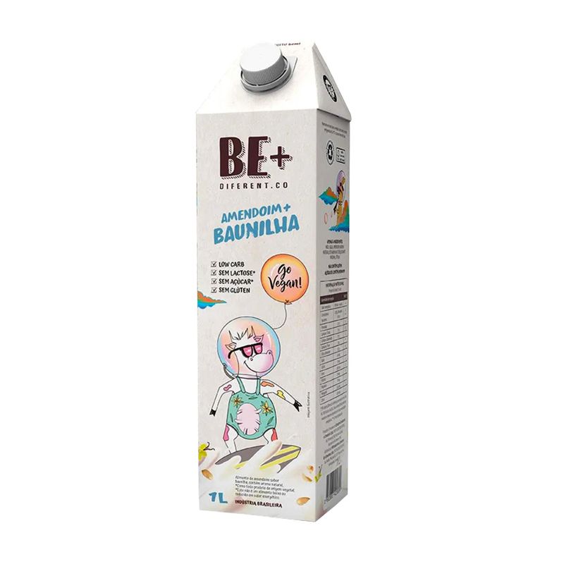 Bebida Vegetal BE+DIFERENT.CO Amendoim & Baunilha Caixa 1L