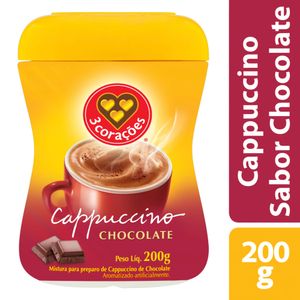 Cappuccino 3 CORAÇÕES Chocolate Pote 200g