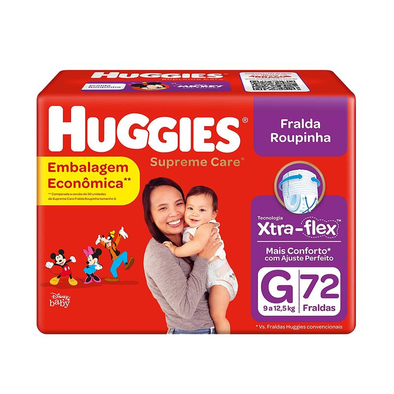 Fralda Descartável HUGGIES Roupinha Supreme Care G Infantil Pacote 72un