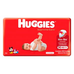 Fraldas Descartável Infantil HUGGIES Supreme Care M Pacote 40un