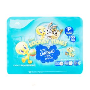 Fralda Descartável Infantil Baby LOONEY TUNES Tamanho P Pacote 22 Un