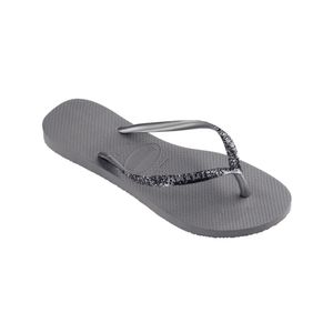 Chinelo Havaianas Slim Glitter II Cor Cinza Aço Tamanho 33/34