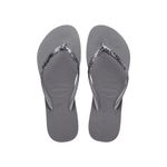 Chinelo Havaianas Slim Glitter II Cor Cinza Aço Tamanho 39/40