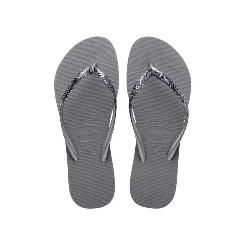 Chinelo Havaianas Slim Glitter II Cor Cinza Aço Tamanho 39/40