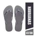 Chinelo Havaianas Slim Glitter II Cor Cinza Aço Tamanho 37/38
