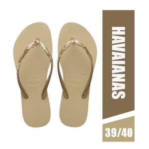 Chinelo Havaianas Slim Glitter II Cor Areia Tamanho 39/40