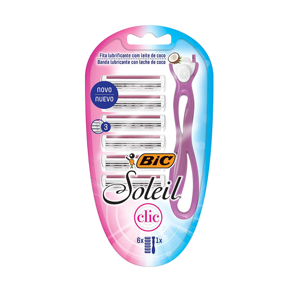 Aparelho de Depilar BIC Soleil Clic, 3 Lâminas + 6 Cargas, 968721, Design Exclusivo Yin Yang, BIC, Lilás, pacote 6un - Nova Era Aparelho de Depilar BIC Soleil Clic, 3 Lâminas + 6 Cargas, 968721, Design Exclusivo Yin Yang, BIC, Lilás, pacote 6un - Nova Era