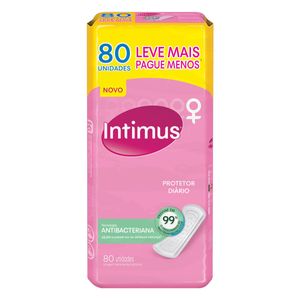 Protetor Diário sem Abas Intimus Antibacteriana Pacote 80 Unidades Leve Mais Pague Menos