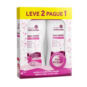 Kit Sabonete Líquido Íntimo CIA DA NATUREZA Água Micelar Leve 2 pague 1 210ml Cada