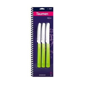 Faca para Sobremesa Taumer Saturno Cor Verde 3 Peças