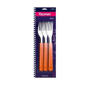 Garfo Sobremesa Taumer Saturno Cor Laranja 3 Peças