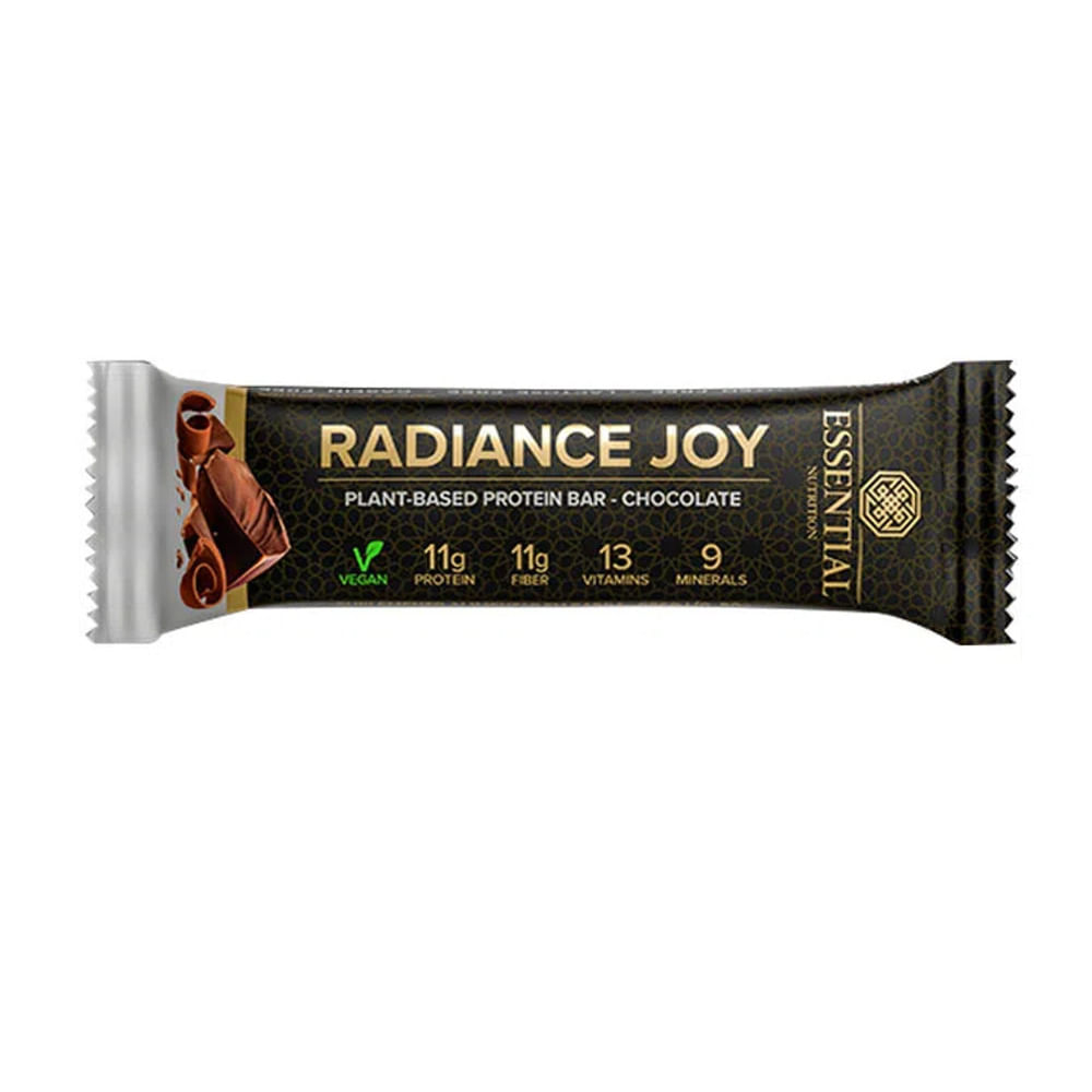 Barra De Proteína Vegana Radiance Joy Essential Nutrition Sabor Chocolate 50g 4396